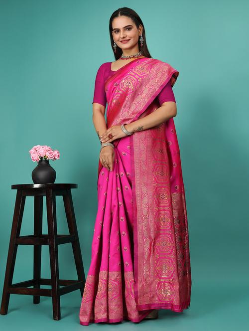 women self design banarsi saree with blouse - 20863449 - Very Small Image - 1