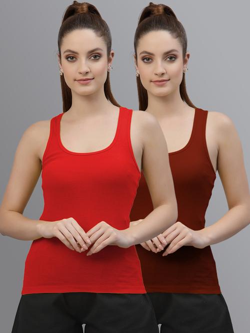 women set of 2 multicolored solid tank top  - 20863775 - Very Small Image - 1