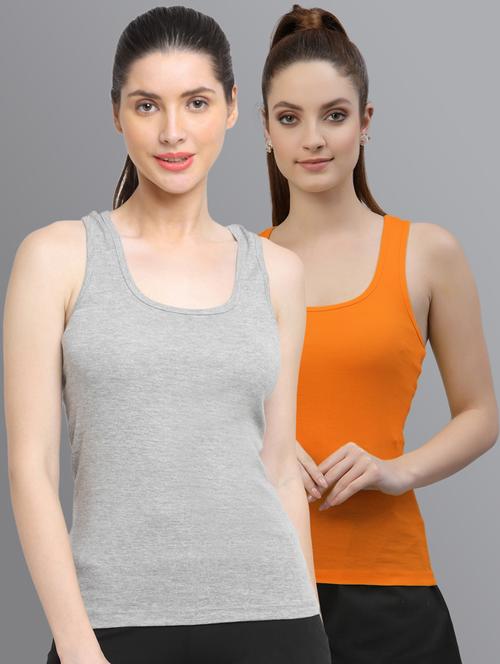 women set of 2 multicolored solid tank top  - 20863795 - Very Small Image - 1