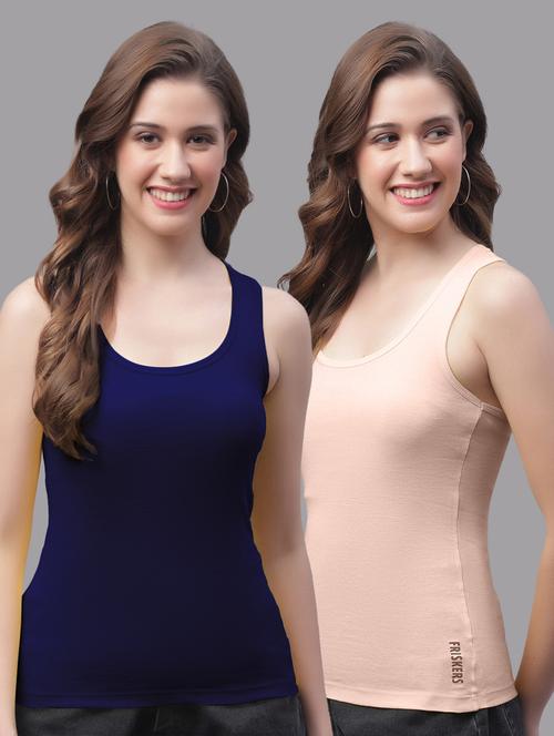 women set of 2 multicolored solid tank top  - 20863875 - Very Small Image - 1