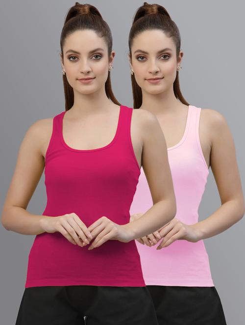 women set of 2 multicolored solid tank top  - 20863930 - Very Small Image - 1