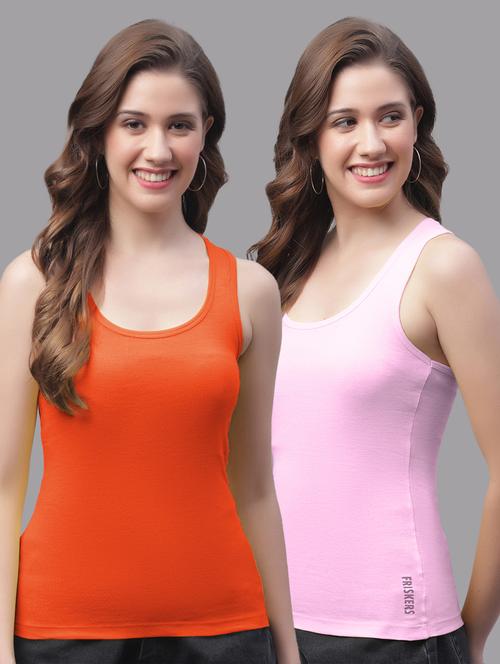 women set of 2 multicolored solid tank top  - 20863970 - Very Small Image - 1
