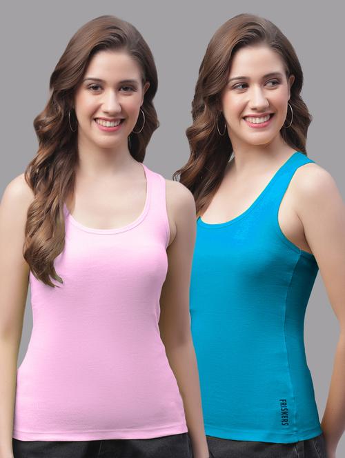 women set of 2 multicolored solid tank top  - 20864055 - Very Small Image - 1