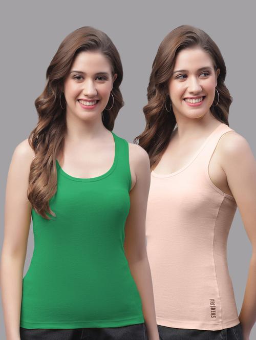 women set of 2 multicolored solid tank top  - 20864099 - Very Small Image - 1