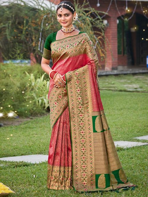 women self design kanjivaram saree with blouse - 20864190 - Very Small Image - 1