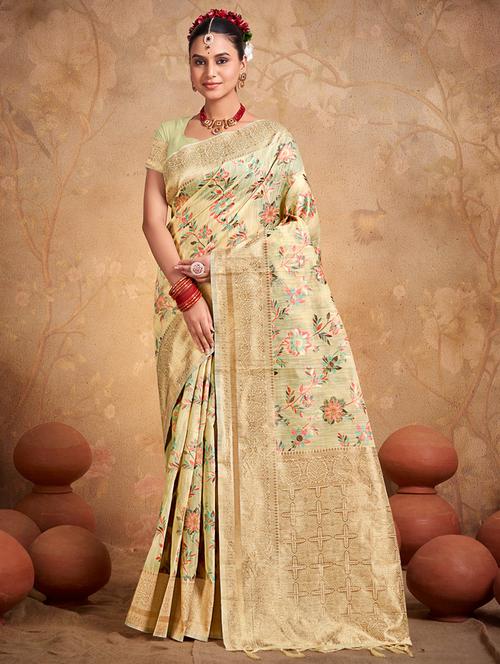 neo mint self design bordered saree - 20864228 - Very Small Image - 1