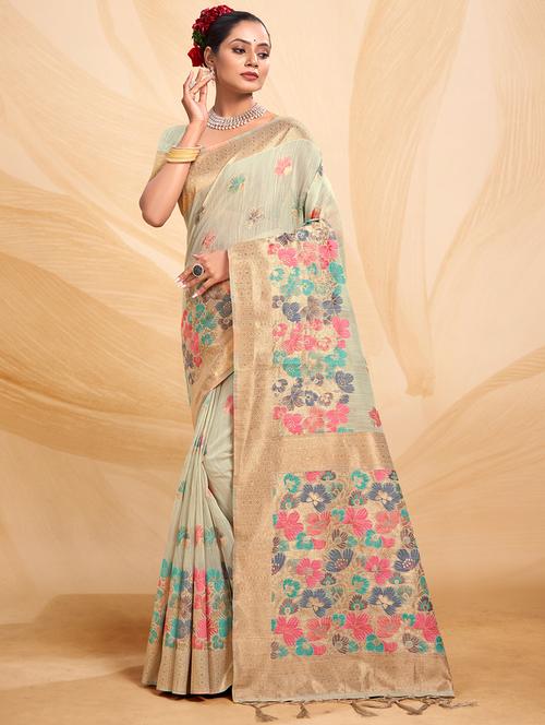 women self design bordered saree with blouse - 20864247 - Very Small Image - 1