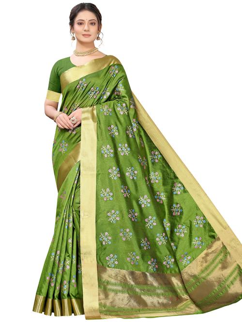 women floral print bordered saree with blouse - 20873585 - Very Small Image - 1