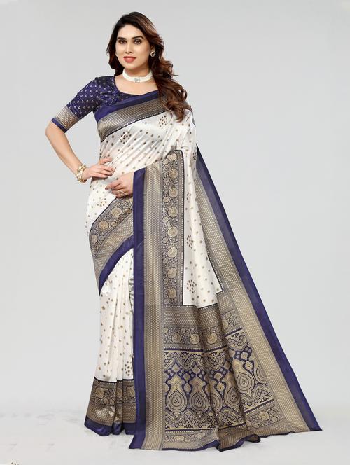 women printed saree with blouse - 20873601 - Very Small Image - 1