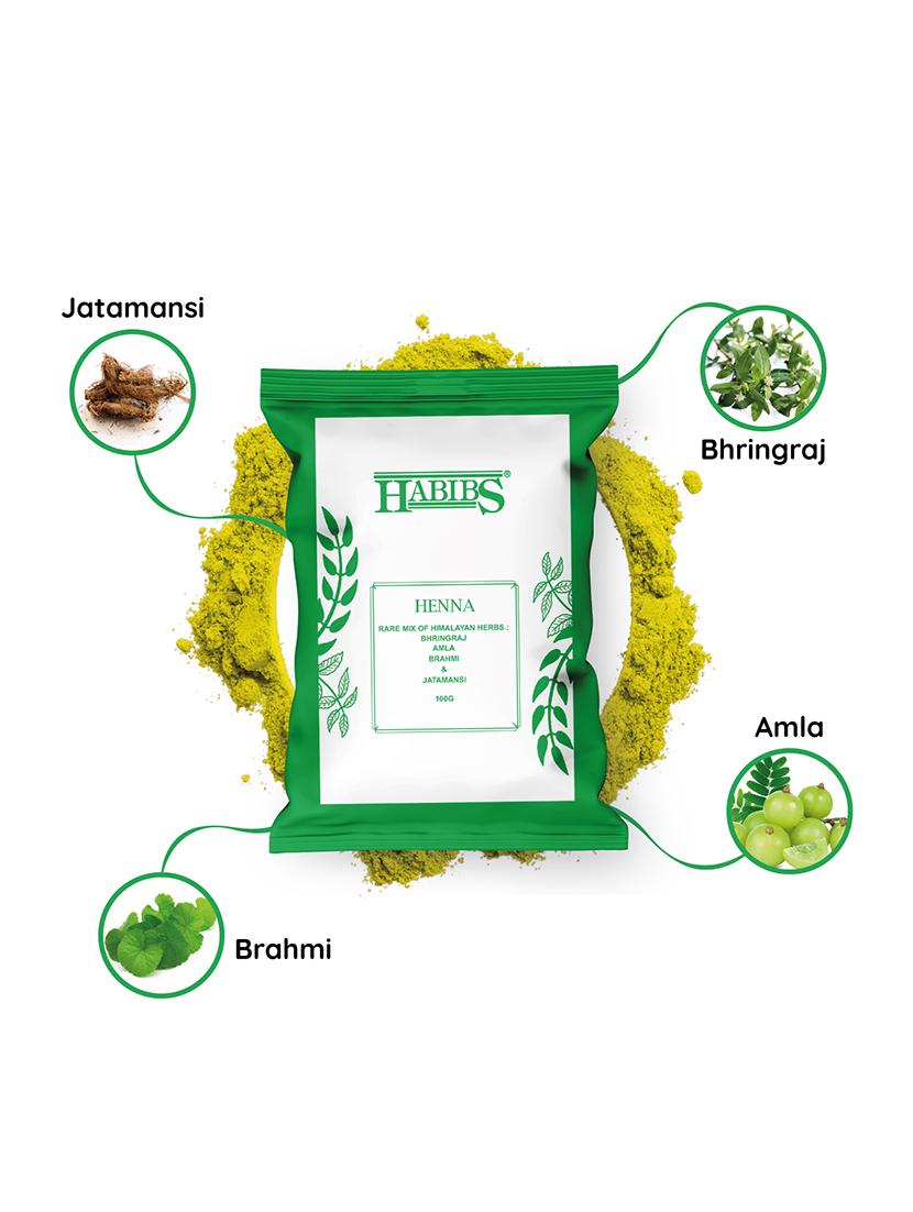 habibs natural henna mehndi powder enriched with bhringraj, amla, brahmi,jatamansi for natural hair coloring 50gm - 20876122 - Zoom Image - 3