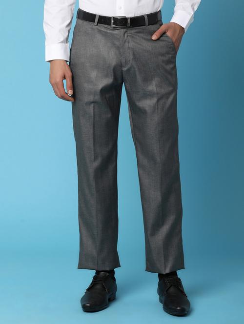men solid grey formal trouser - 20876423 - Very Small Image - 1