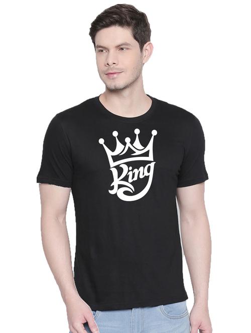 black cotton chest print t-shirt - 20877013 - Very Small Image - 1