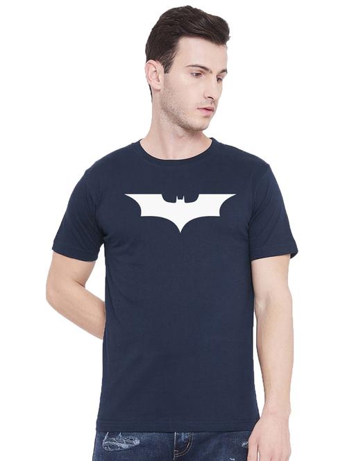 dark blue cotton chest print t-shirt - 20877016 - Very Small Image - 1