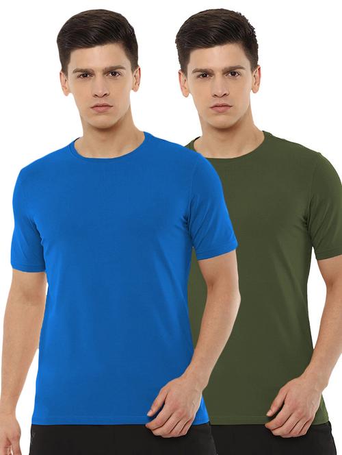 pack of 2 - multi colored cotton plain t-shirt - 20877562 - Very Small Image - 1