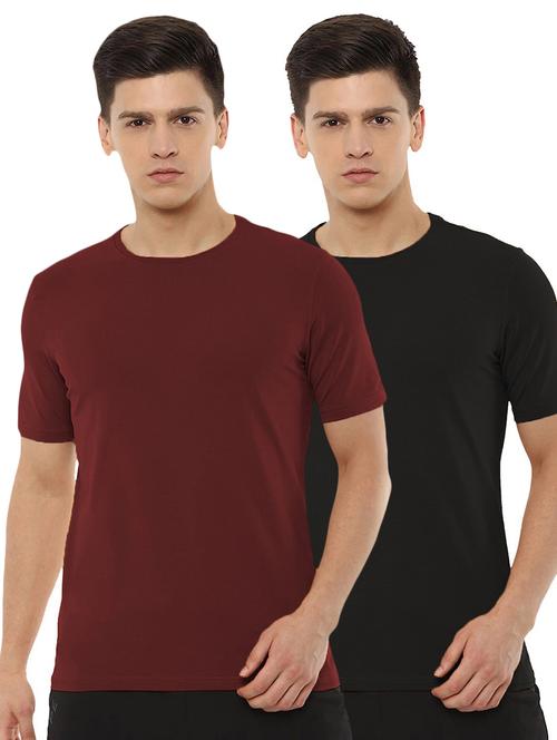 pack of 2 - multi colored cotton plain t-shirt - 20877580 - Very Small Image - 1