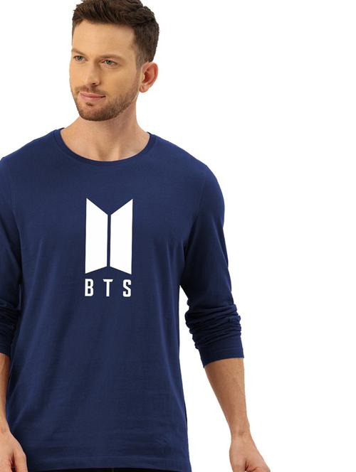 navy blue cotton front print tshirt - 20877765 - Very Small Image - 1