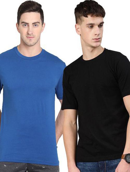 pack of 2 - multi colored cotton plain t-shirt - 20878403 - Very Small Image - 1