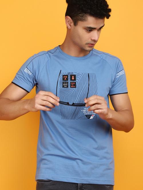 men round neck front printed t-shirt - 20879109 - Very Small Image - 1