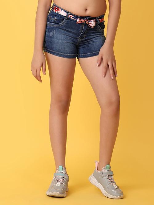 girls blue solid shorts - 20879165 - Very Small Image - 1