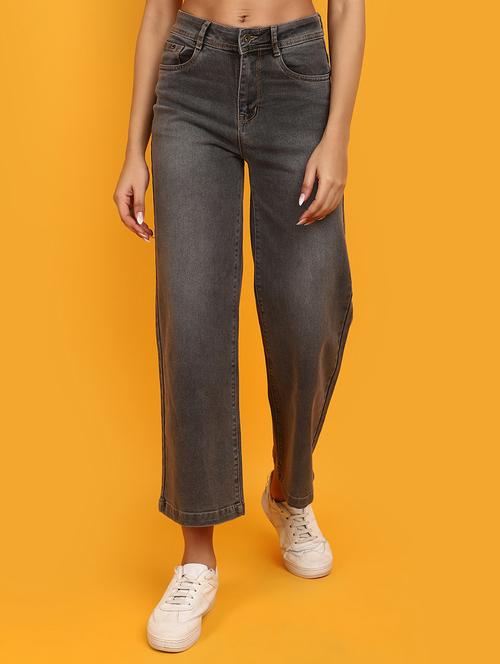 women solid grey wide leg trouser - 20884411 - Very Small Image - 1
