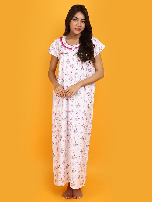 women white floral printed nighty - 20884428 - Very Small Image - 1