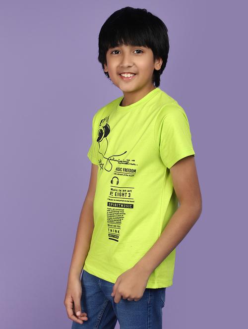 neon green cotton printed t-shirt - 20884445 - Very Small Image - 1