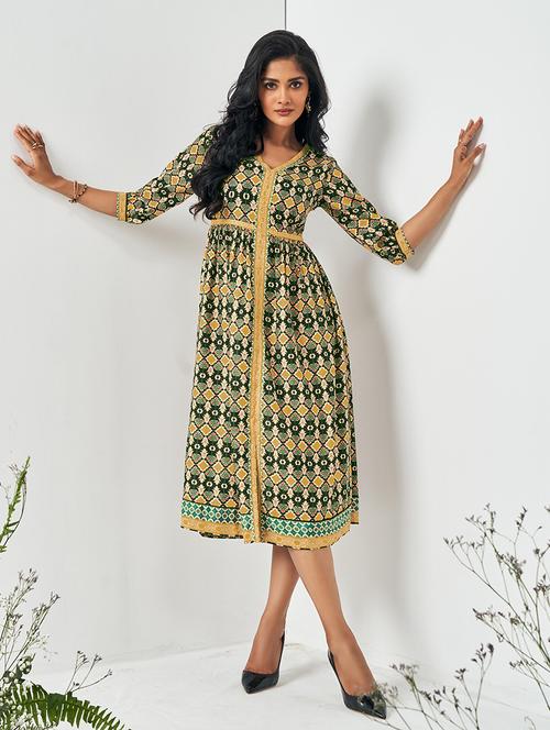 women printed a-line ethnic dress - 20884816 - Very Small Image - 1