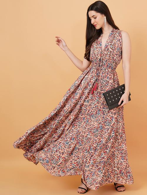 women printed sleeveless fit & flare dress - 20884824 - Very Small Image - 1
