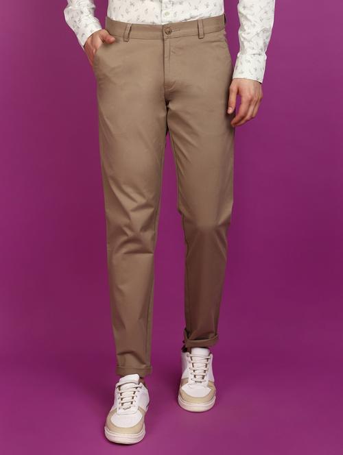 men solid full length chinos  - 20885019 - Very Small Image - 1