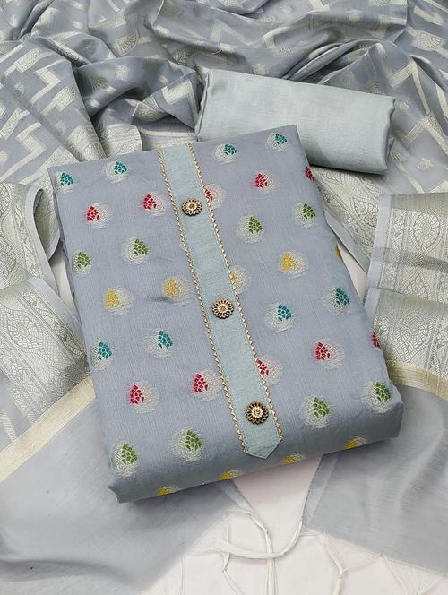 self design zari work unstitched suit set - 20886127 - Very Small Image - 1