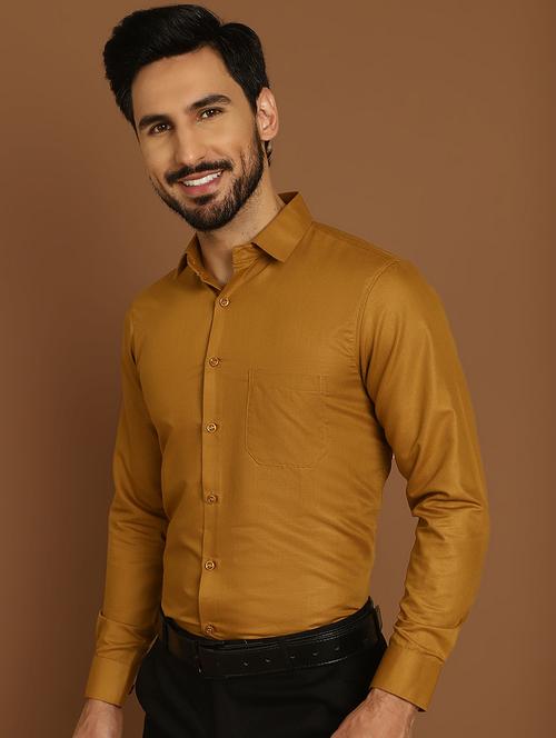 mustard cotton formal shirt - 20888248 - Very Small Image - 1