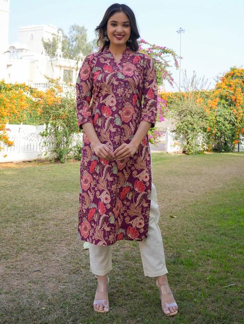 women three quarter sleeve straight kurta - 20892811 - Very Small Image - 1