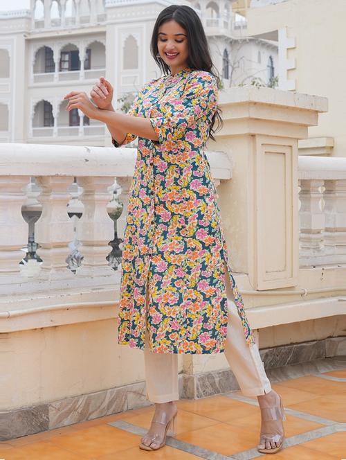 women roll up sleeve straight kurta - 20892819 - Very Small Image - 1