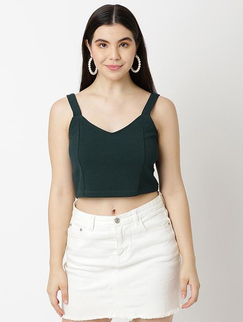 solid green chambray crop top - 20893716 - Very Small Image - 1