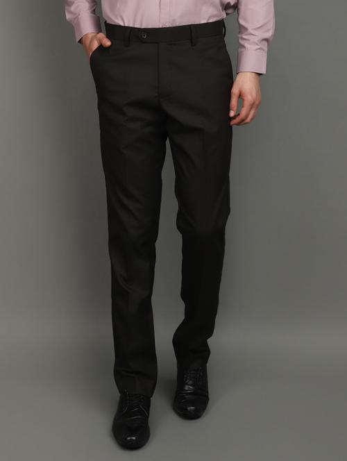 brown cotton flat front  formal trouser - 20893956 - Very Small Image - 1