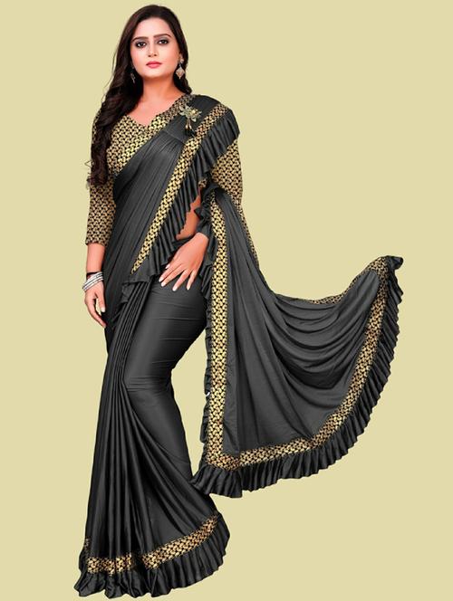 ruffle bordered ready to wear saree with blouse - 20895725 - Very Small Image - 1