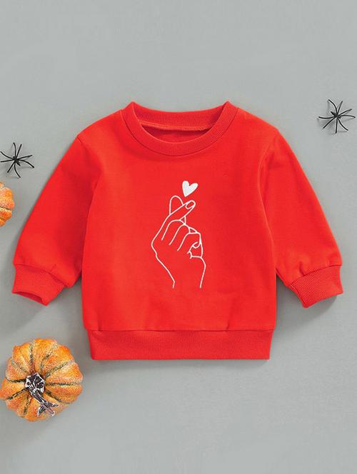 red cotton blend front print sweatshirt - 20896809 - Very Small Image - 1