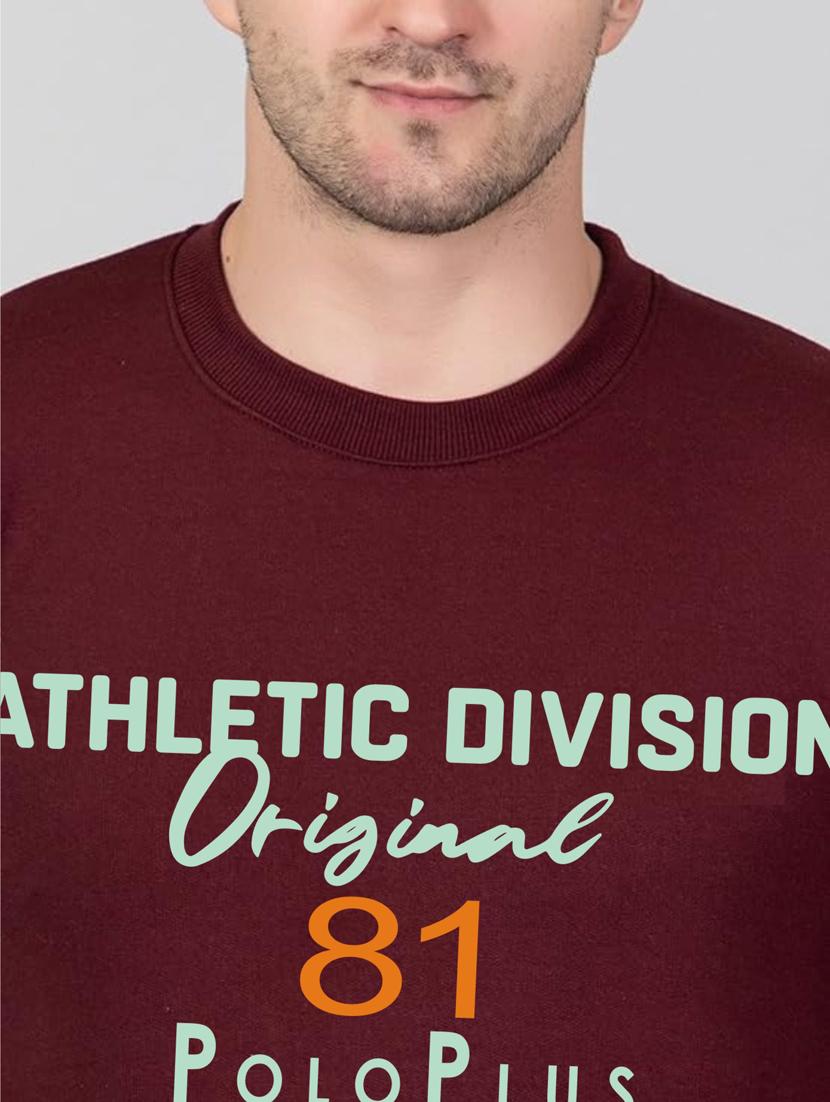 maroon fleece chest print sweatshirt - 20896849 - Zoom Image - 4
