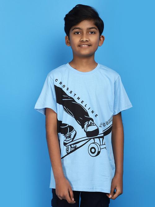 blue cotton printed t-shirt - 20901239 - Very Small Image - 1
