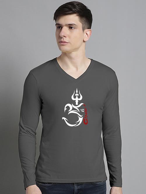 men chest print v-neck t-shirt - 20906827 - Very Small Image - 1