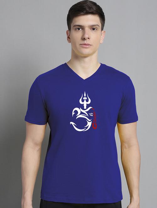 blue cotton chest print tshirt - 20906829 - Very Small Image - 1