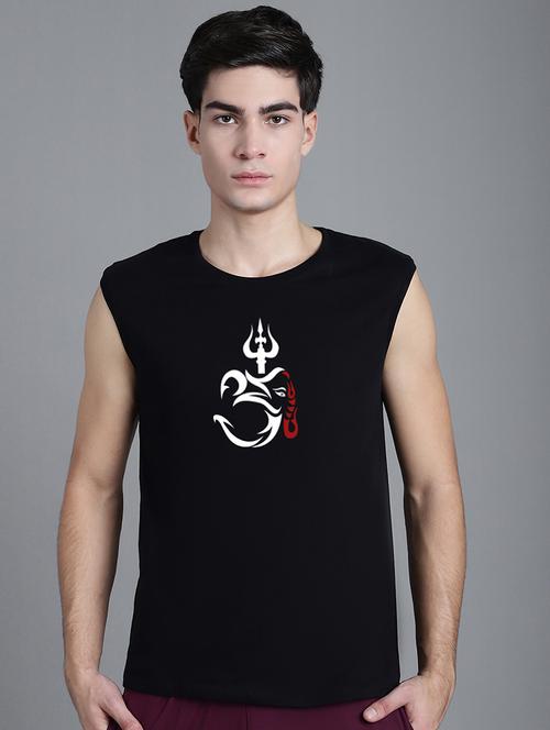 black cotton chest print tshirt - 20906835 - Very Small Image - 1