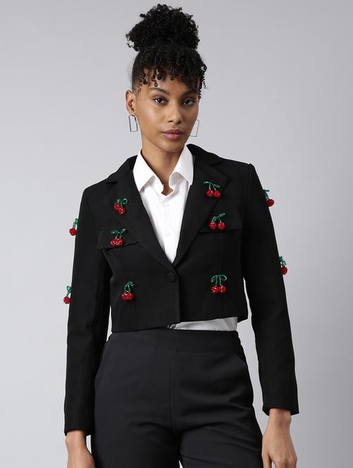 black cotton blend single breasted blazer - 20912313 - Very Small Image - 1