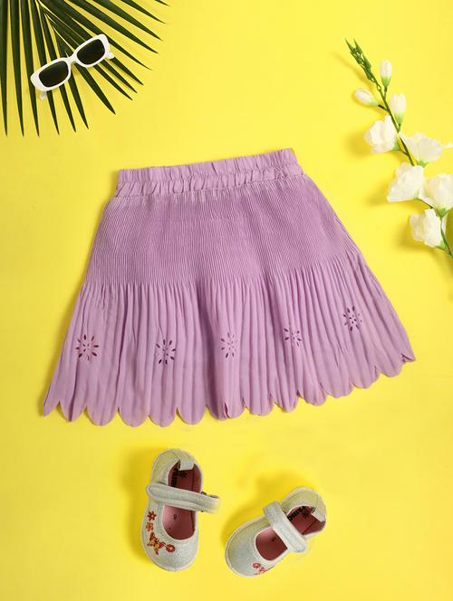 girls lavender self design flared skirt - 20913555 - Very Small Image - 1