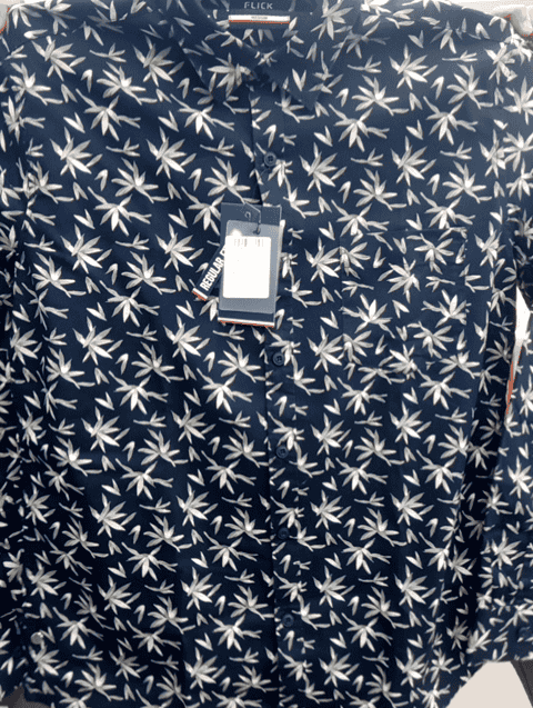 navy blue twill casual shirt - 20916018 - Very Small Image - 1