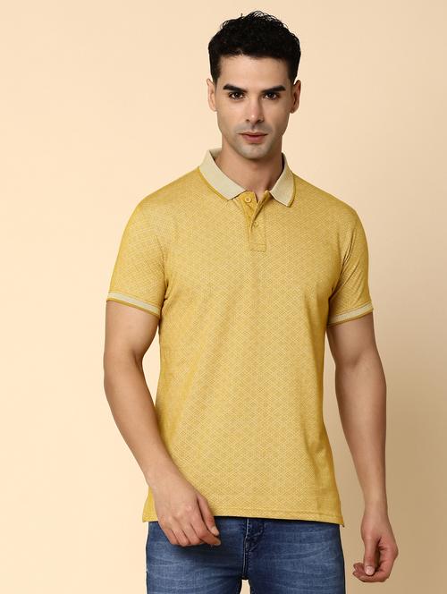 men polo neck mustard self-designed t-shirt - 20916656 - Very Small Image - 1