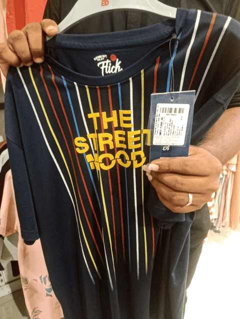 navy blue fancy fabric tshirt - 20917264 - Very Small Image - 1