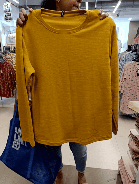 yellow pc waffle knit fabric tshirt - 20925994 - Very Small Image - 1