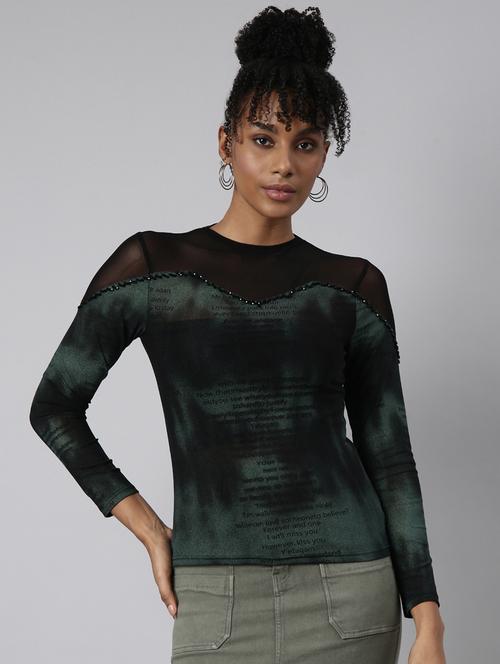 women typographic print long sleeeves top - 20928979 - Very Small Image - 1