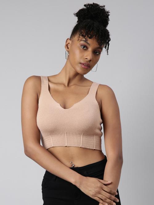 women solid sleeveless crop top - 20928987 - Very Small Image - 1